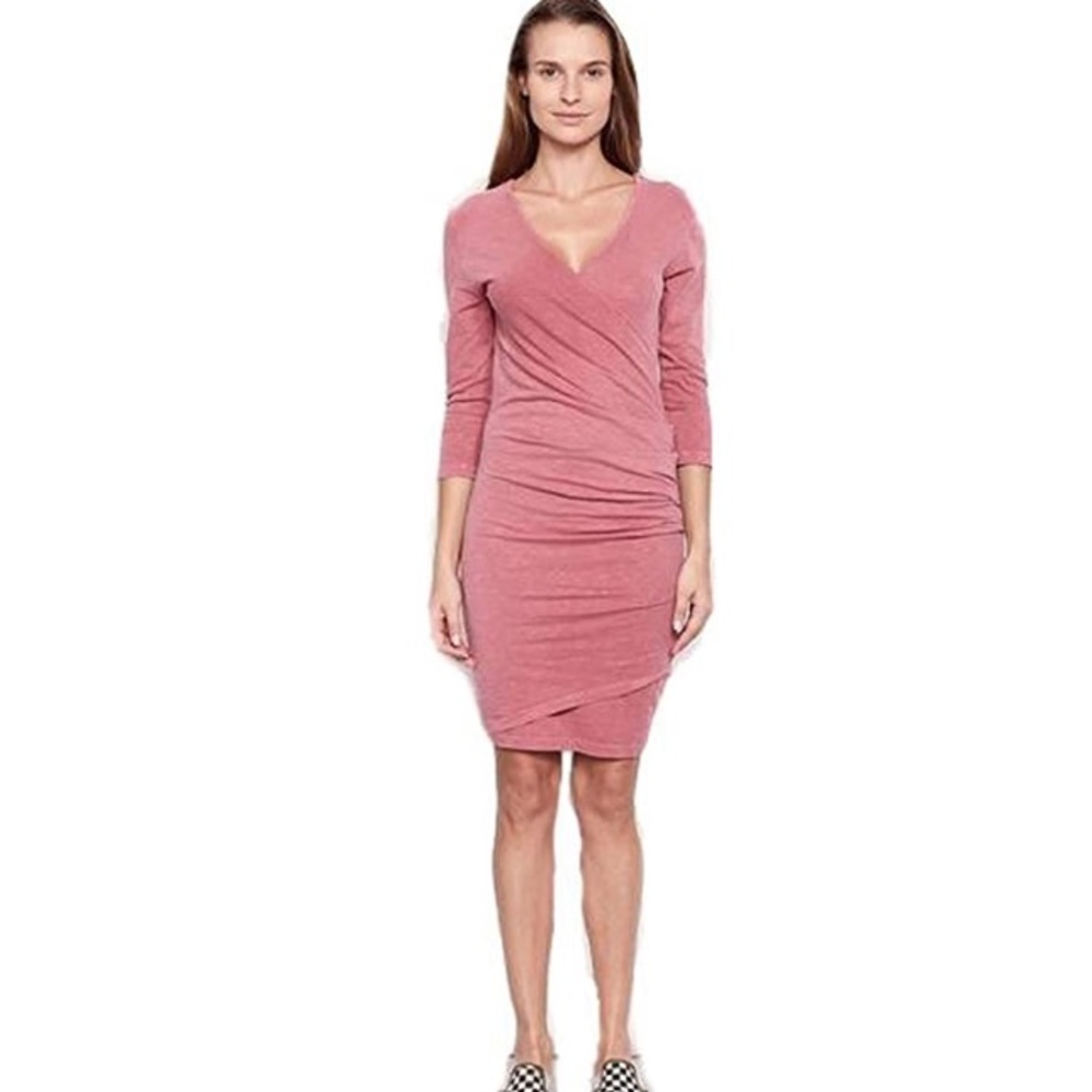 Sundry 3/4 Sleeve Wrap Dress